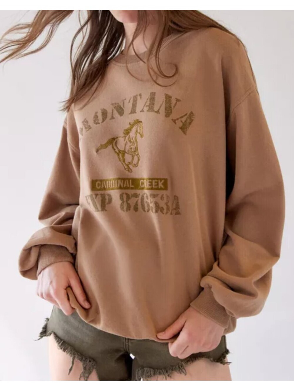URBAN OUTFITTERS brown Montana crew neck sz S